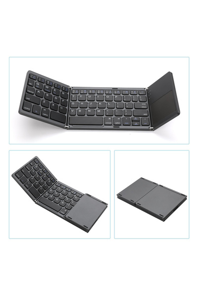 Generic Foldable Wireless Bluetooth Keyboard with Touchpad – Portable Rechargeable Mini Keyboard