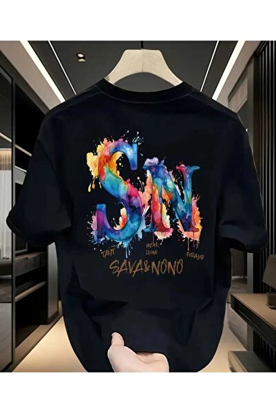 ORVIO Group تي شيرت سولو باي لايت ليترز مطبوع ('S & N')