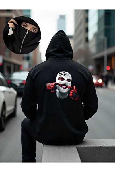 ship master سويت شيرت يونيسكس بقناع النينجا 3 Thread O قصة فضفاضة K بغطاء رأس...