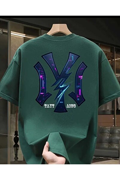 ORVIO Group Neon Lightning Logo Printed T-Shirt