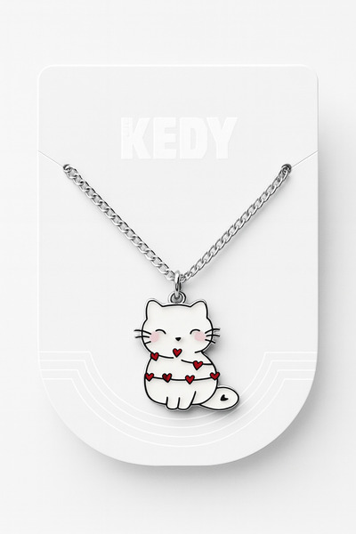 Gofeel Kedi Figür Minimal Kalp Kolye
