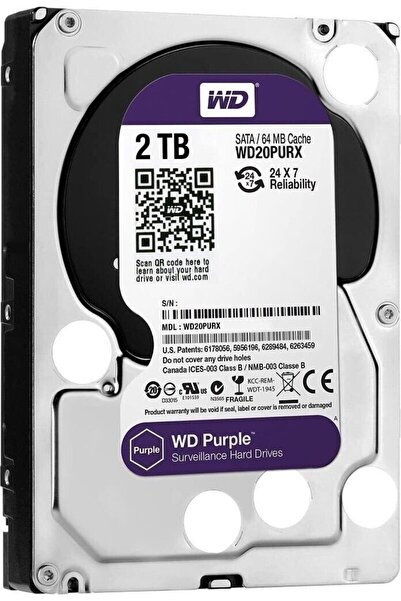 WESTERN DIGITAL WD 2TB Surveillance Hard Drive – AllFrame, 24/7, DVR/NVR compatible, supports up to 64 cameras