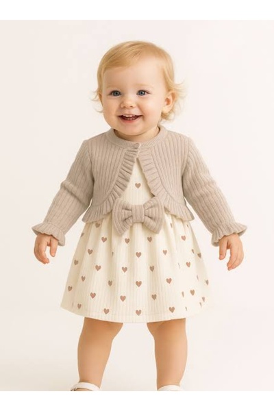 MODA Bebek Elbise Kalp Desenli