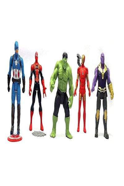 OEM Set of 5 Avengers super hero figurines Spiderman, Ironman, Hulk, Captain America, Thanos