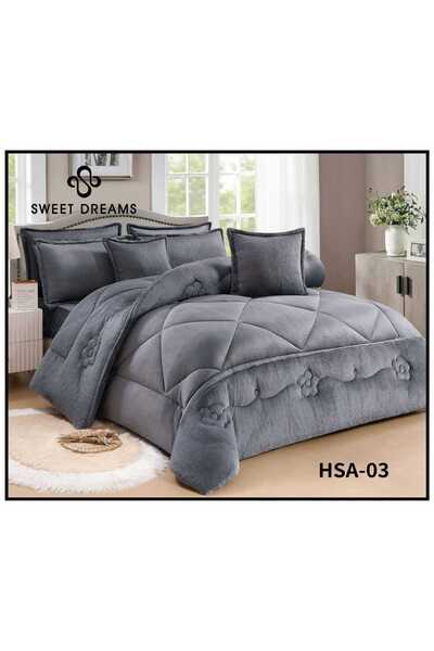 Moon Double winter bedspread, 8 pieces, velvet with faux fur, in a harmonious and luxurious design.