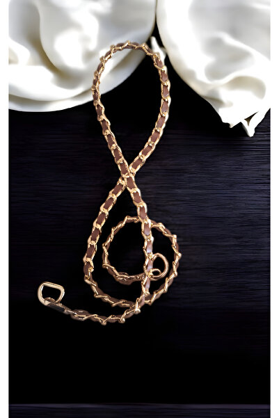 Nildenhobim طقم سلسلة حقائب معدنية من الجلد الصناعي بطول 115 سم (لون أسمر)