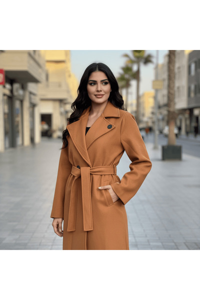 alqarat معطف طويل من الصوف المخلوط