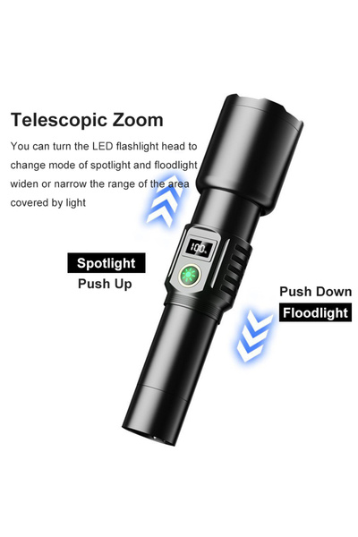 Generic Aluminium Alloy Tactical Flashlight LCD Numerical Display LED Zoomable Waterproof Torch