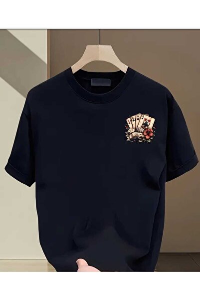 ORVIO Group Playing Cards and Flower Printed T-Shirt