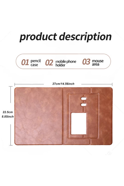 Generic 3-in-1 Desk Mat: Mouse Pad, Phone Stand & Pen Holder – Waterproof, Black, 37x22.5cm