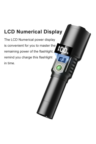 Generic Aluminium Alloy Tactical Flashlight LCD Numerical Display LED Zoomable Waterproof Torch