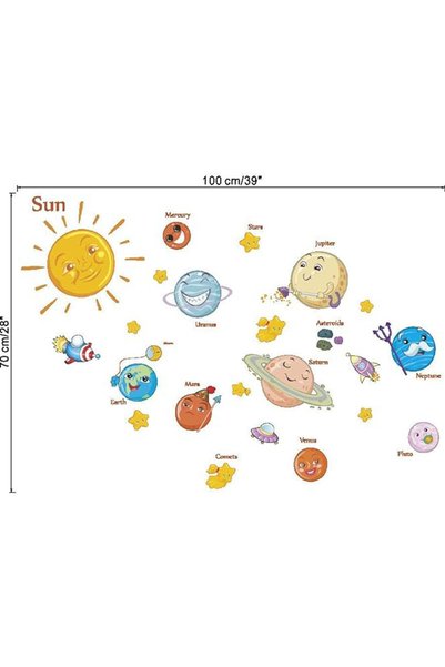 Today Idea Kids Space Cartoon Removable Wall Stickers - Planets & Solar System