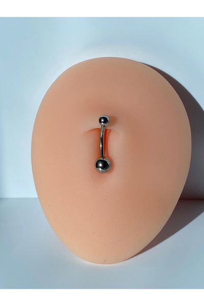 kurukafagift Göbek Çelik Düz Model Gümüş Renk İnce Minimal Model