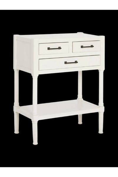 feruzadeco Beyaz Ahşap 3 Çekmeceli Dresuar – Alt Raflı Konsol Masa, Şık Dekor...