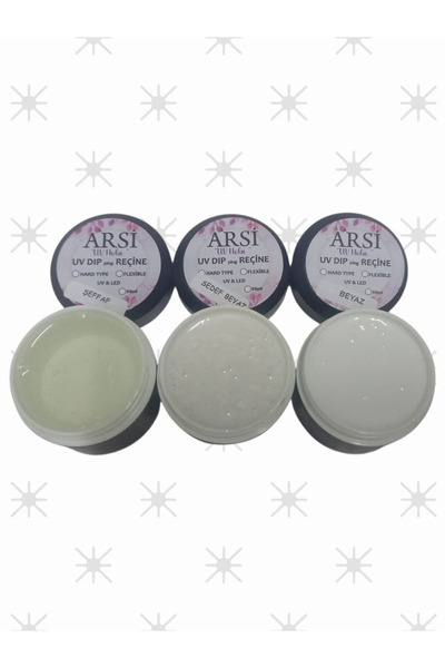 ARSİ UV Dip Reçine Seti Şeffaf,Beyaz ve Sedefbeyaz 50 'şer ml