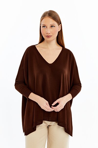 MA ananas Women's Burgundy V-Neck Loose Blouse