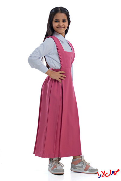 maryool lara Plain light pink pinafore with a ruffled cut