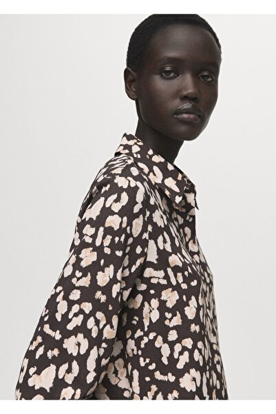 MANGO Woman Hayvan desenli düz kesim gömlek