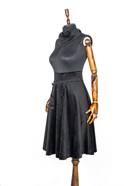 Sihirli Düğmeler Velvet Skirt