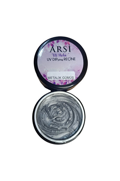 ARSİ UV dip reçine seti...Metalik gümüş 50 ml ve Metalik Altın 50 ml