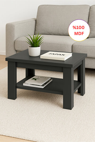 Kydonia Home Tamamen MDF Dikdörtgen Raflı Orta Sehpa 50x80 Cm