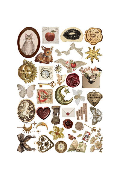 Ororabutik Vintage Light Academia Sticker Set - Sticker Set Scrapbook Bullet Journal