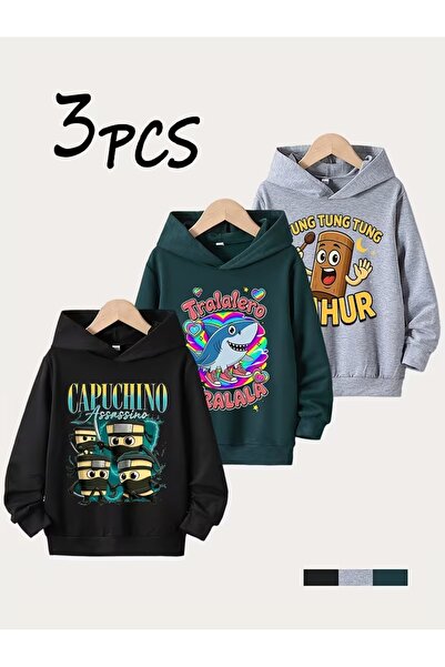 buendiakids مجموعة من مطبوع قطع من سترة ترالاليري كابوتشينو 3`لي للبنات/الأولاد