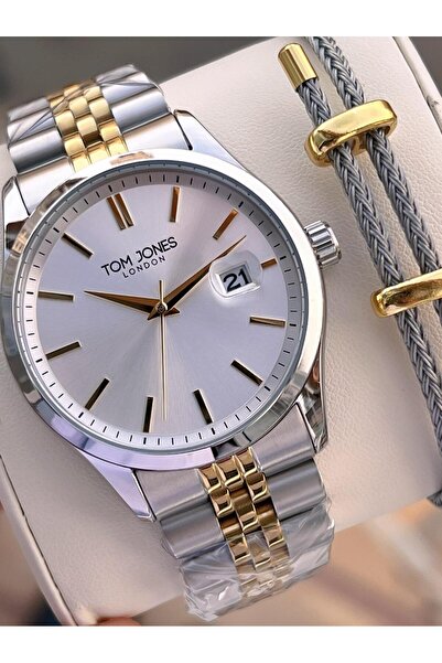 Tom Jones Men's Wristwatch 10088 with Bracelet Gift, Steel Strap, 3 Atm Water Resistant, 2 Years Warranty.