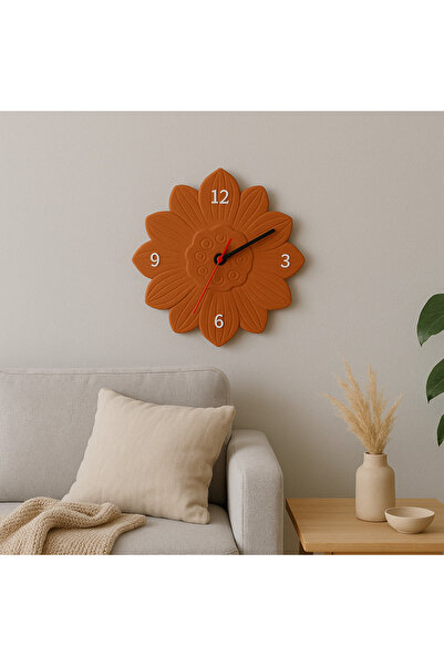 Karra Art Beton Çiçek Desenli Duvar Saati – Sessiz Mekanizma, Dekoratif Tasar...