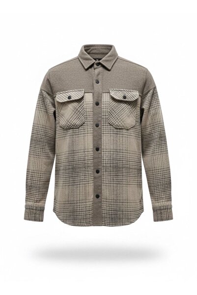 AFYON PASTEL Erkek Ekose Desenli Polar Dokulu Kışlık Oduncu Gömlek