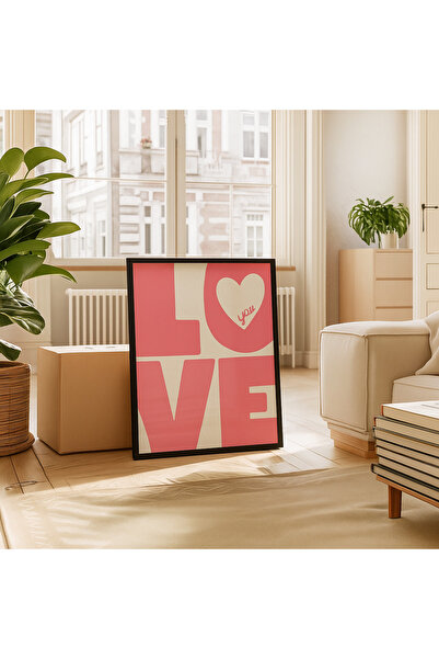 NT Handmade Laminated Framed Pvc Protected Pink Love Written Uv Printing Mdf Wall Painting Set