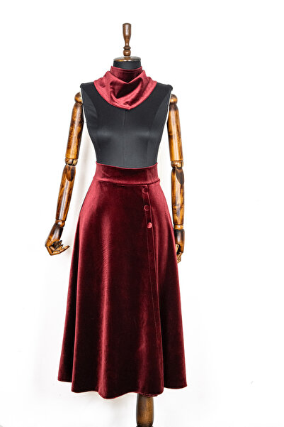 Sihirli Düğmeler Velvet Skirt