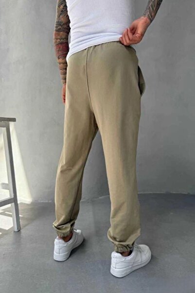 MADZEYMODA Men's Elastic Waist Khaki Sweatpants Ke-7019