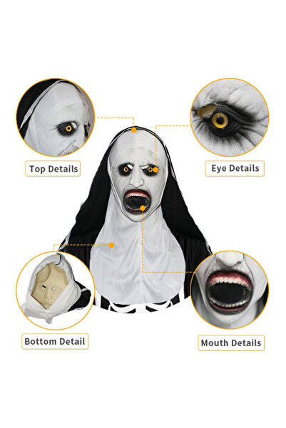 ELMHURST Demonic Nun Horror Mask – Realistic Latex for Halloween