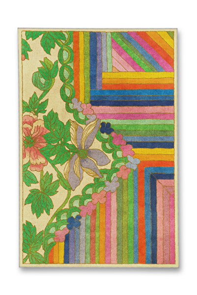 Rugs Modern Halı سجادة موسو زرقاء بنفسجية اللون بنمط زهور عرقية منسوجة بقاعدة...