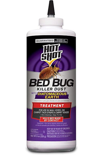 HotShot Bed Bug Killer Dust With Diatomaceous Earth For Insects 8 Ounces, Treatment For Bed Bugs