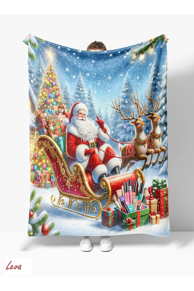Home New Year Santa Claus Christmas Patterned Fleece Tv Blanket Blanket