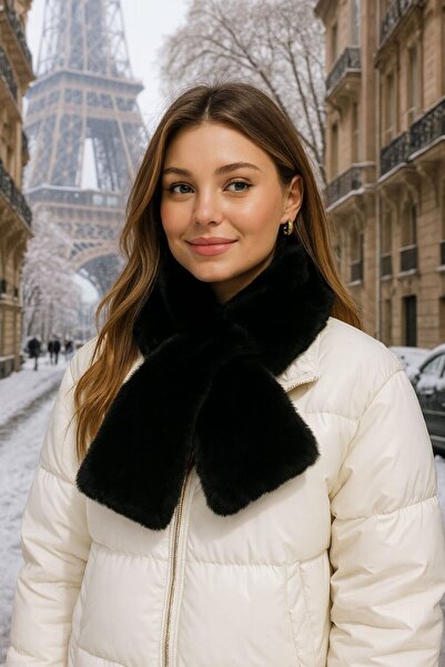 FELLMENS Black Soft Textured Plush Women's Beanie Hat and Neck Warmer Set of 2