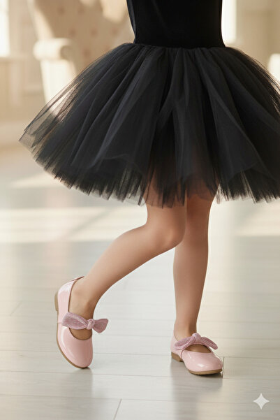 patik ayakkabı Girl's Ballet Flats Patent Leather Glitter Bow Orthopedic Sole