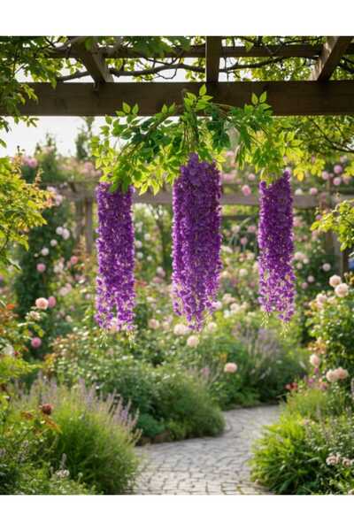 ENRUFLORA Yapay Mor Akasya 3 Dallı Nişan/Düğün/Dekor/Balkon/Ev Süsü 12 Adet