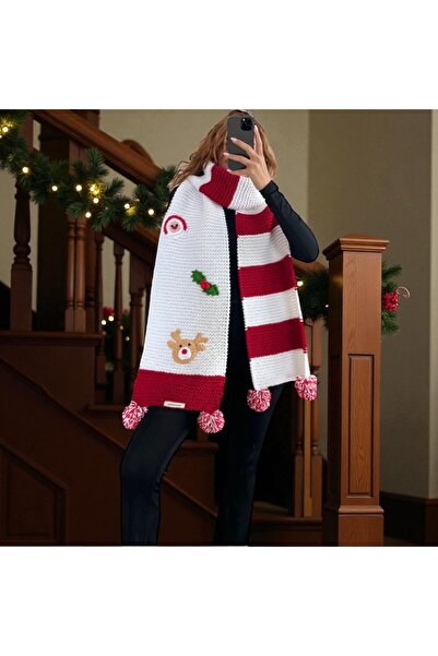 Charme Elegant eșarfă tricotată manual cu tematică de Crăciun