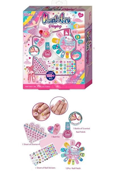 TOYFEST 100 Pieces Nail Decoration Set Tokidas Nail Art Children's Nail Polish Sticker Special Addition for Girls over 5 Years Old