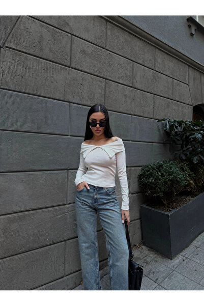 ZENGEZUR MALL Lvsqvr Butterfly Collar Long Sleeve Blouse White (213906) (Size: S)