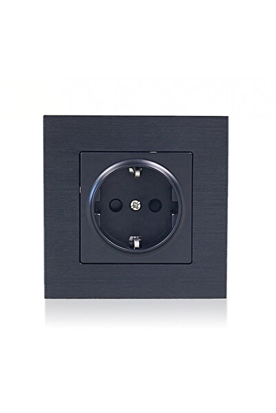 OEM Schuko socket 16A 250V, black aluminum frame, fireproof ABS, TR child protection, mounting box Ø63 mm