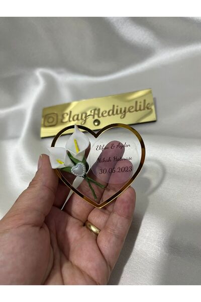 Kişiye Özel 20 Adet Kalpli Gold Detaylı Pleksi Magnet