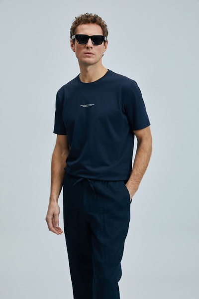 Lufian 111190350 Karl Smart Ανδρικό παντελόνι Chino Slim Fit Ανδρικό παντελόνι ΣΚΟΥΡΟ ΜΠΛΕ