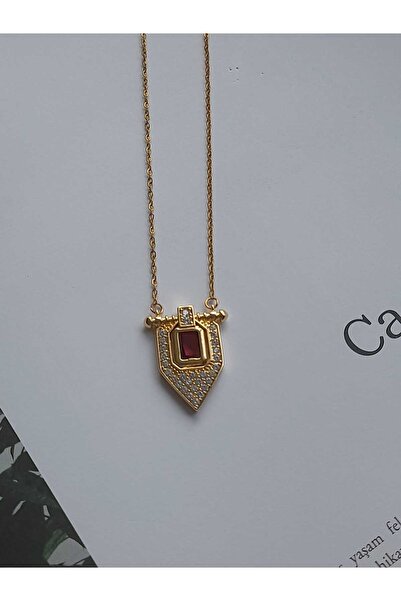 Bubbleatelier قلادة ذهبية من حجر الفوسيا الفولاذي