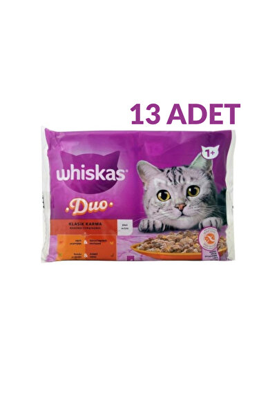 Whiskas Duo Klasik Karma Lezzetler Kedi Yaş Maması 4x85gr (13 Paket,52 Adet T...