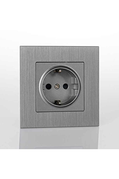 OEM Schuko socket 16A 250V, black aluminum frame, fireproof ABS, TR child protection, socket