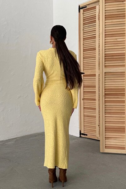 Auroveen Fit Boucle Bisiklet Yaka Uzun Kollu Triko Elbise AV3311